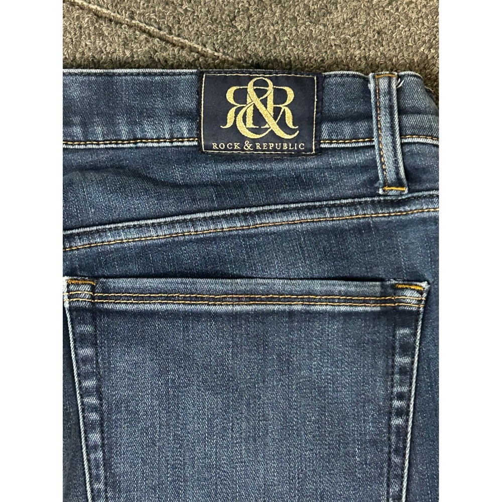 Rock & Republic Kendra Curvy Bootcut Jeans Dark Wash Blue Denim 14 M R011738 - Picture 5 of 8